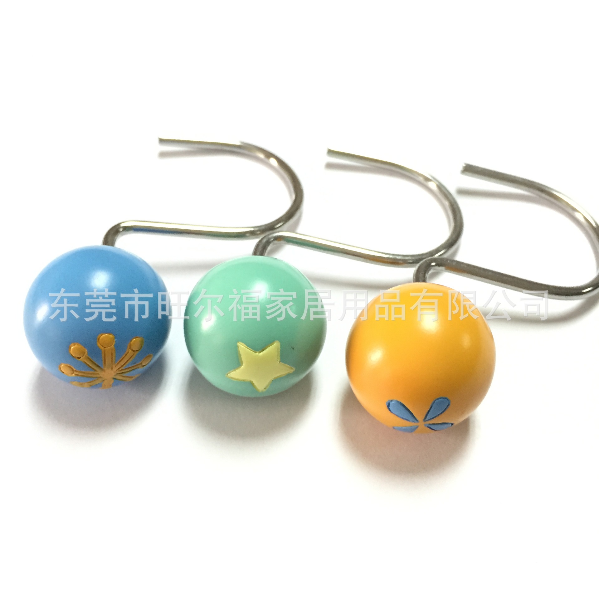 工厂直供树脂浴帘挂钩 圆珠浴帘挂钩 彩绘系列树脂浴帘挂钩