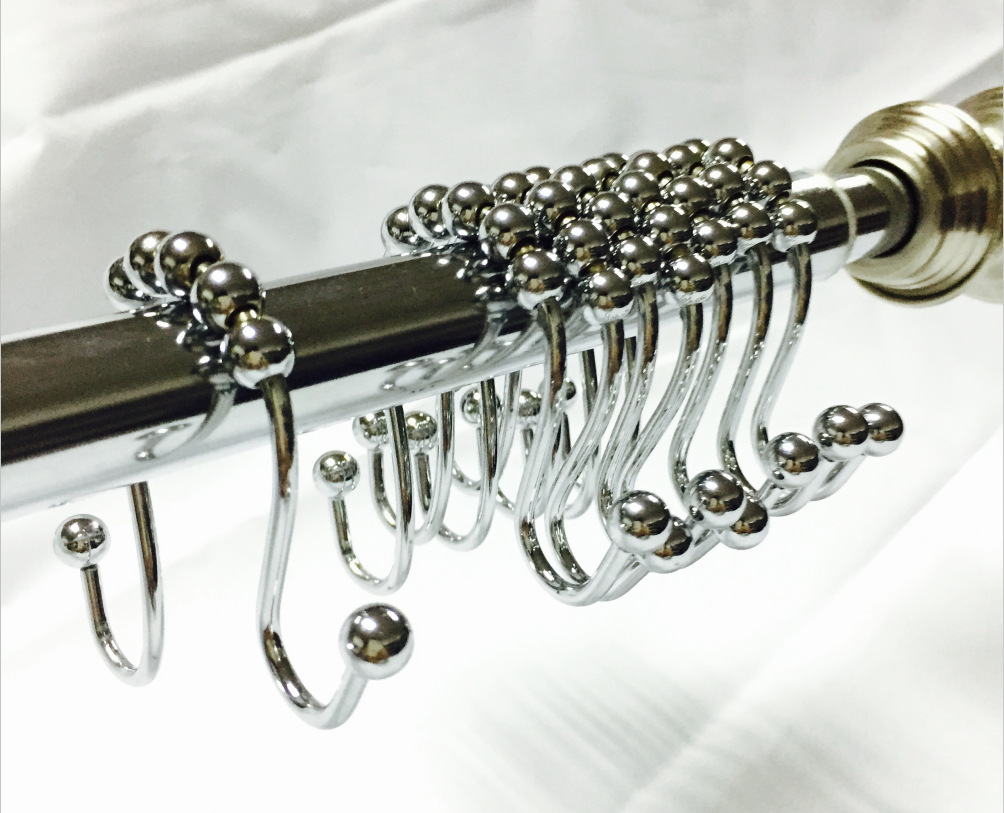 厂家生产 五金浴帘挂钩 双钩五金浴帘挂钩 五金系列浴帘挂钩